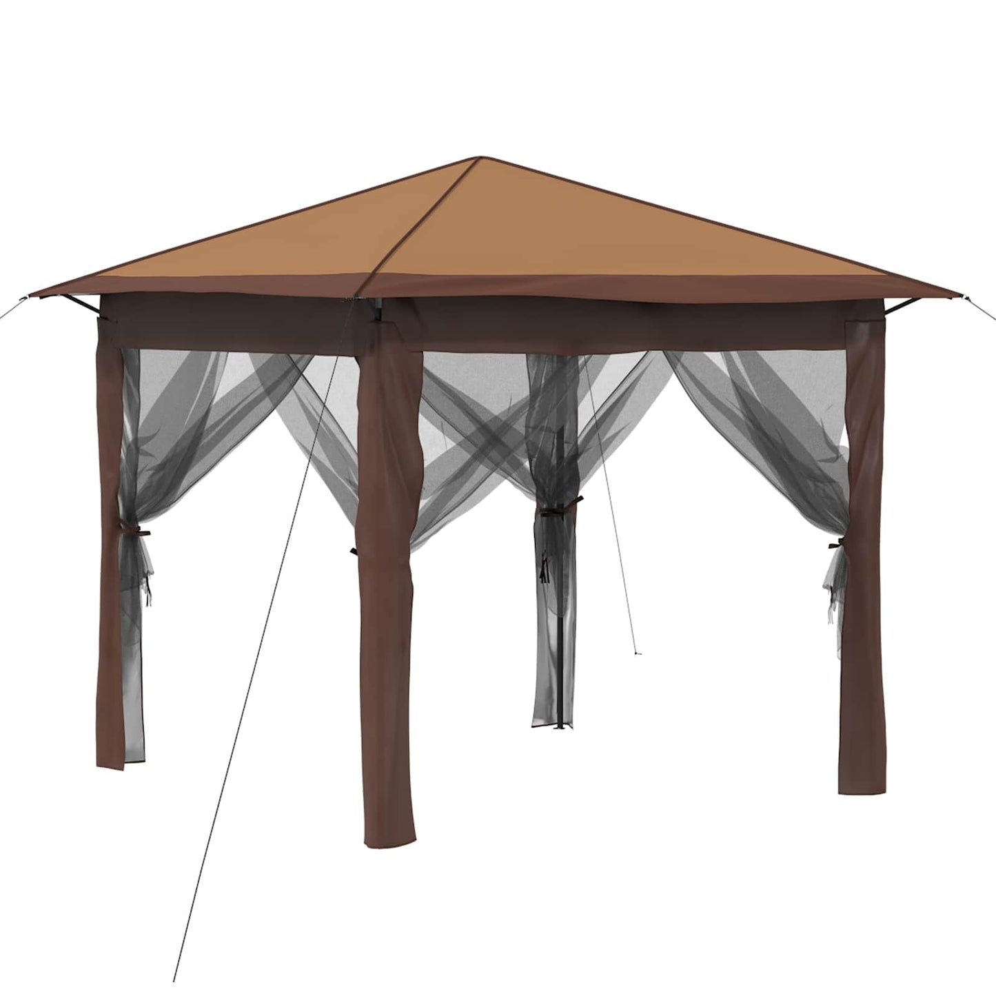 Gazebo with 4 Sidewalls 2.6 x 2.6 m Beige and Brown