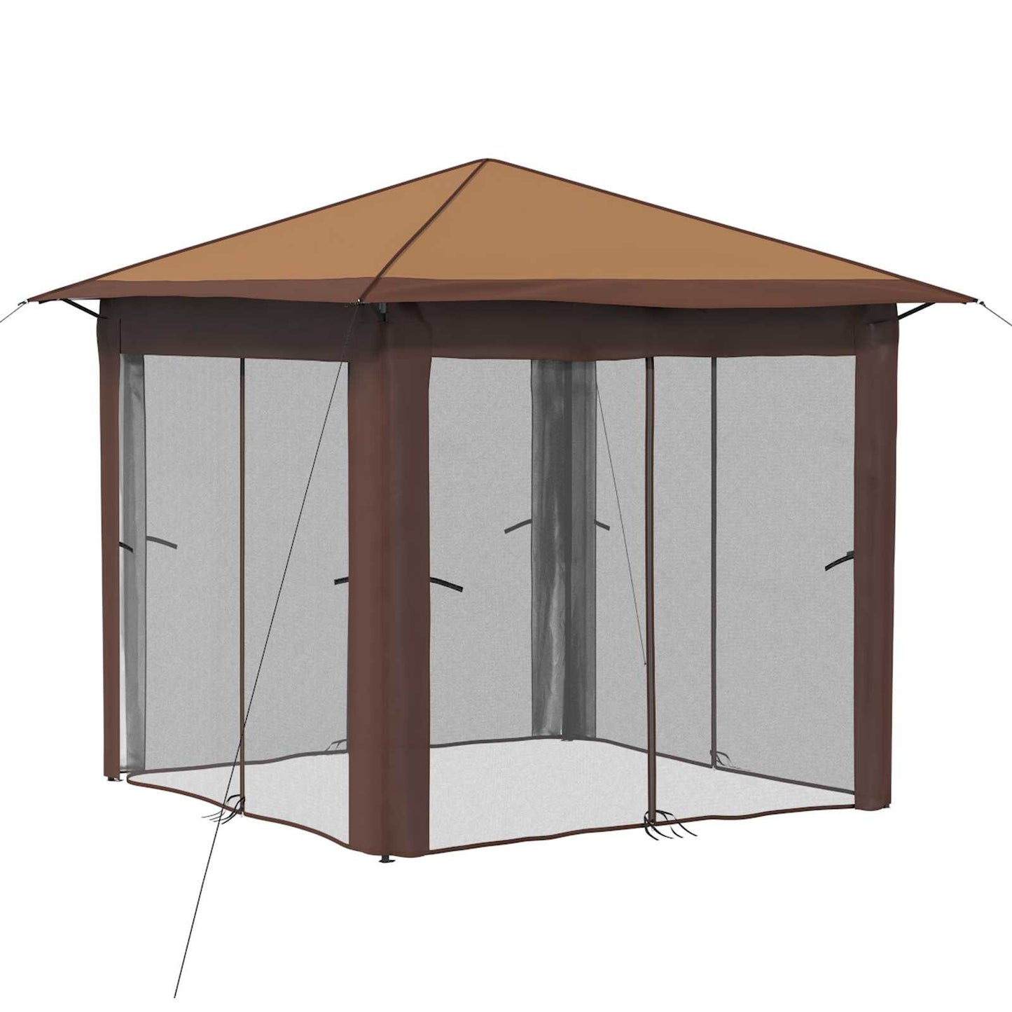 Gazebo with 4 Sidewalls 2.6 x 2.6 m Beige and Brown