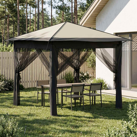 Gazebo with 4 Sidewalls 2.6 x 2.6 m Cream and Anthracite