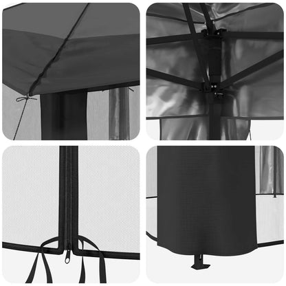 Gazebo with 4 Sidewalls 3.3 x 3.3 m Light Grey and Anthracite