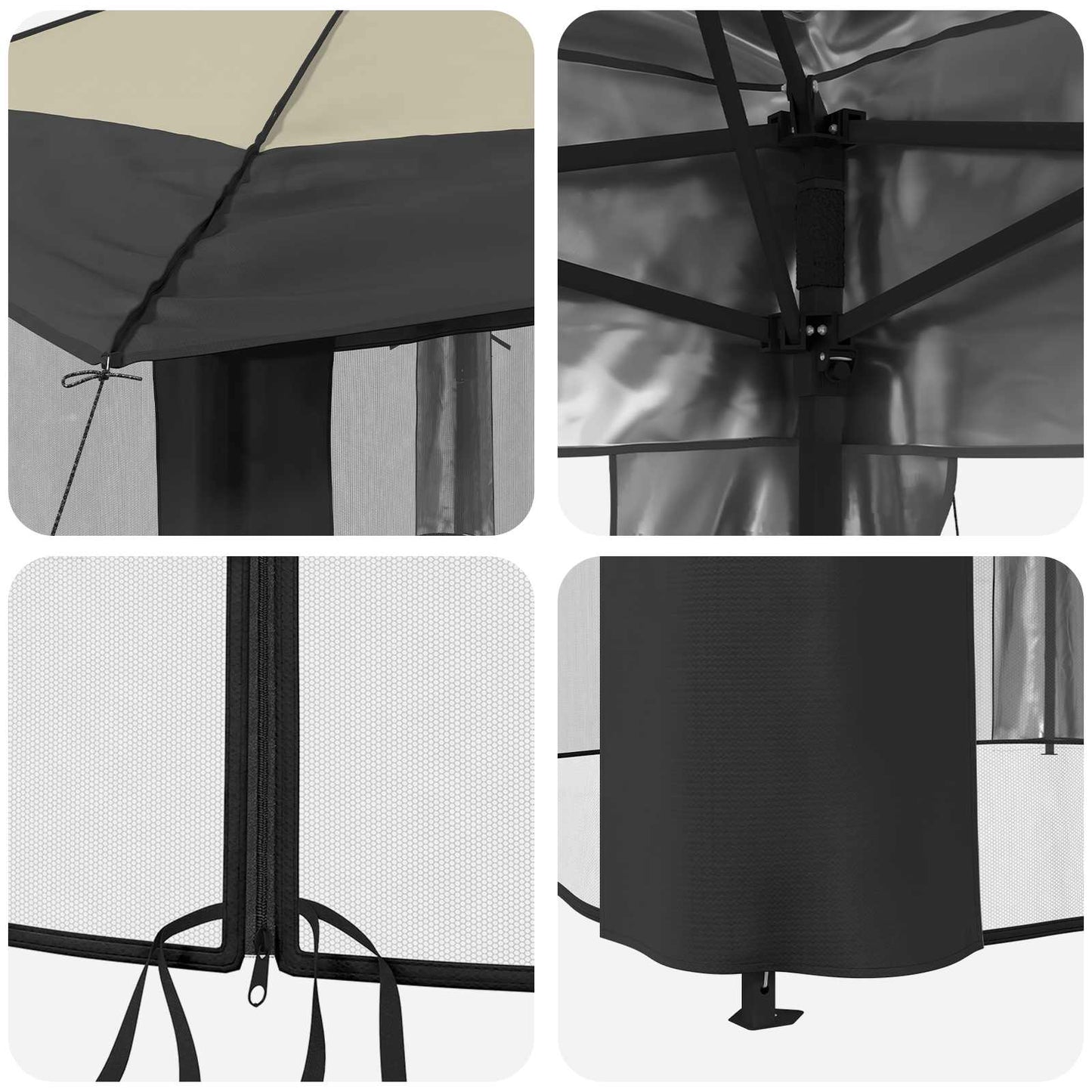 Gazebo with 4 Sidewalls 3.3 x 3.3 m Cream and Anthracite