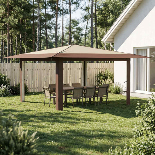 Gazebo without Sidewall 4 x 4 m Cream and Brown