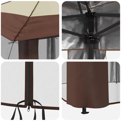 Gazebo with 4 Sidewalls 4 x 4 m Cream and Brown