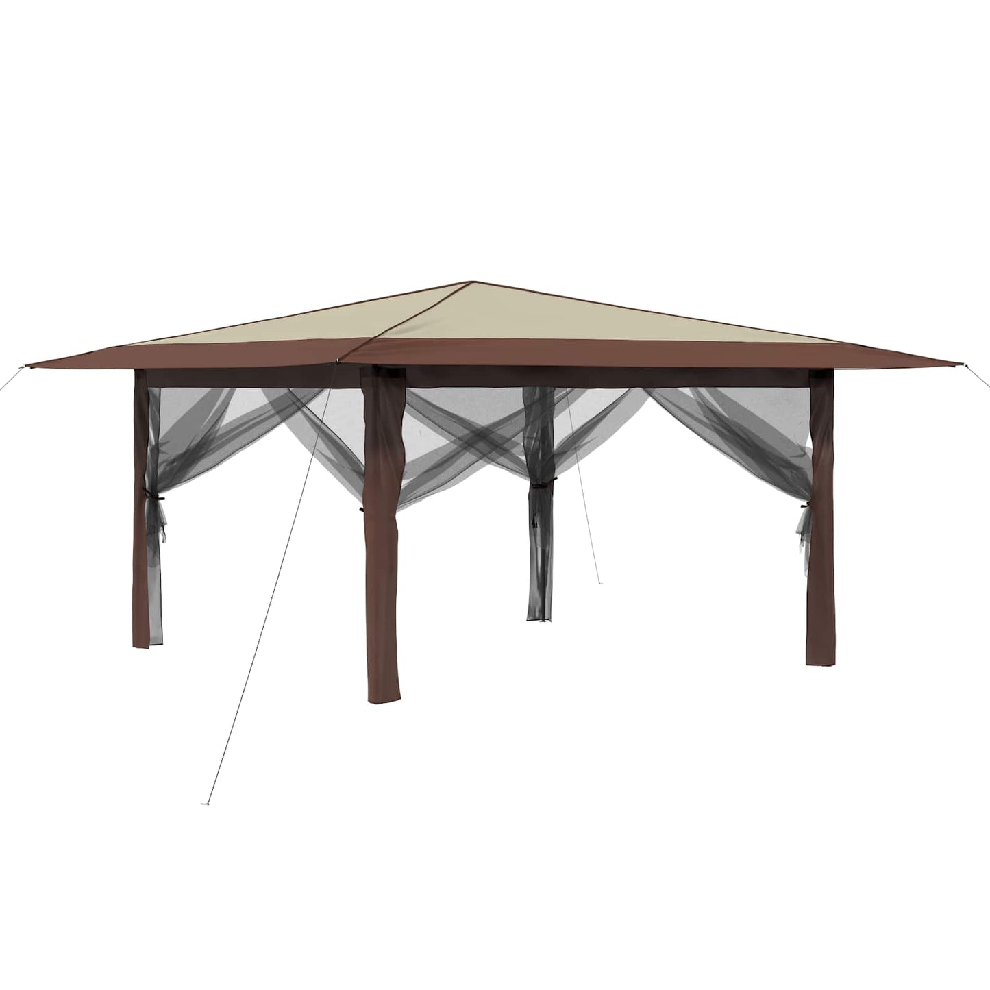 Gazebo with 4 Sidewalls 4 x 4 m Cream and Brown