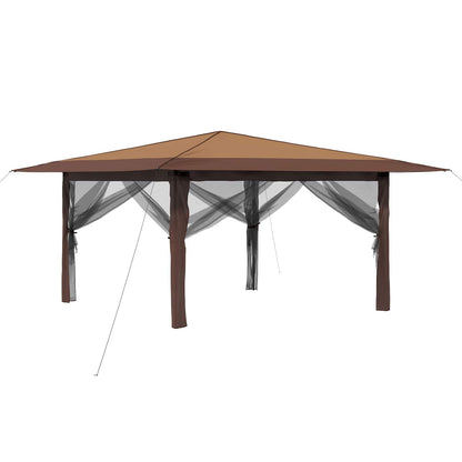 Gazebo with 4 Sidewalls 4 x 4 m Beige and Brown