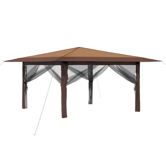 Gazebo with 4 Sidewalls 4 x 4 m Beige and Brown