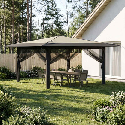 Gazebo with 4 Sidewalls 4 x 4 m Cream and Anthracite