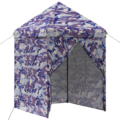 Pop-up Gazebo with 4 Sidewalls 2 x 2 m Blue Camouflage