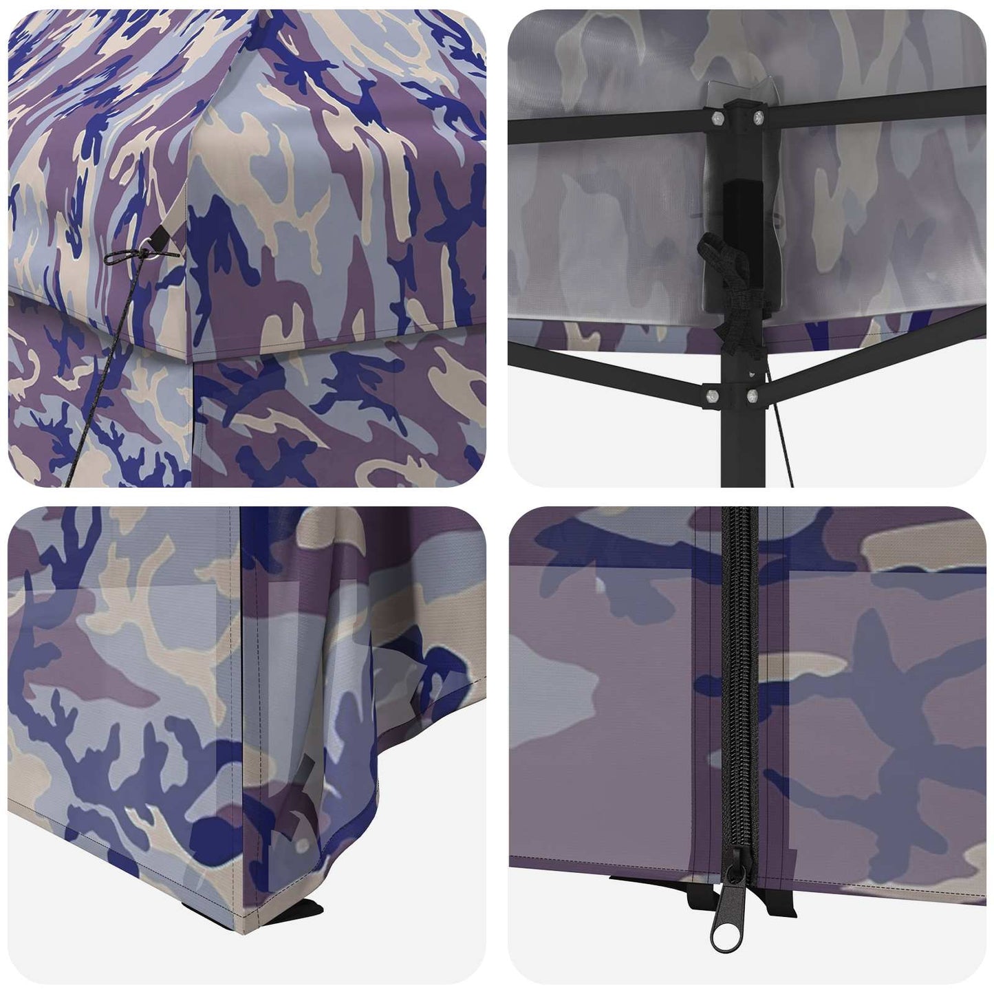 Pop-up Gazebo with 4 Sidewalls 3 x 3 m Blue Camouflage
