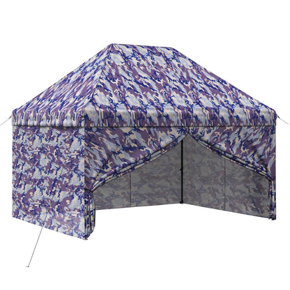 Pop-up Gazebo with 4 Sidewalls 2.9 x 4.3 m Blue Camouflage
