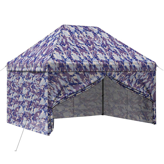 Pop-up Gazebo with 4 Sidewalls 2.9 x 4.3 m Blue Camouflage