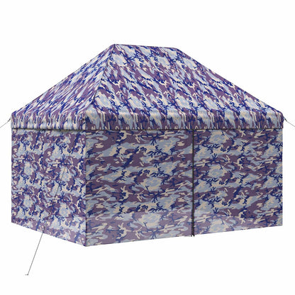 Pop-up Gazebo with 4 Sidewalls 2.9 x 4.3 m Blue Camouflage