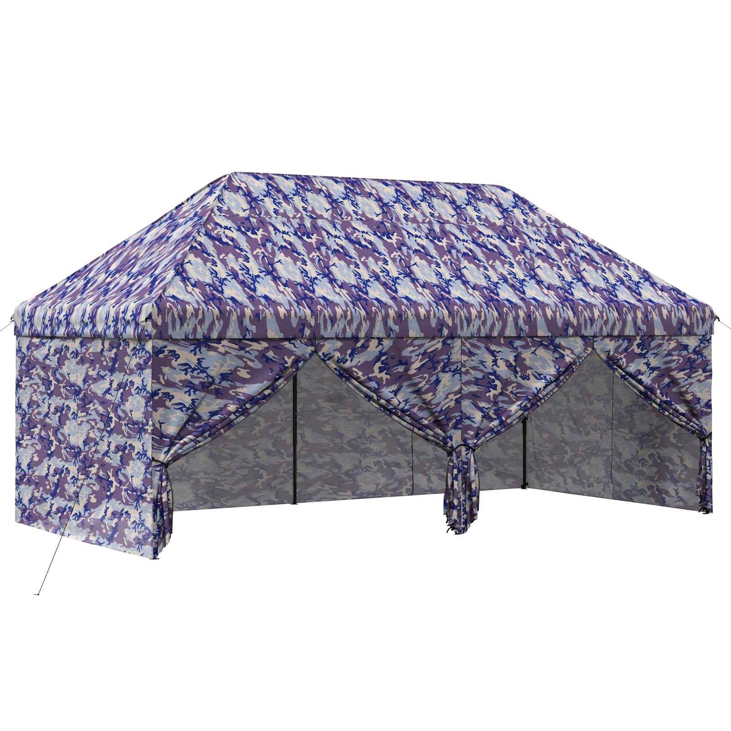 Pop-up Gazebo with 4 Sidewalls 3 x 6 m Blue Camouflage