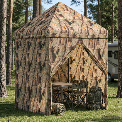 Pop-up Gazebo with 4 Sidewalls Forest Camouflage POLYSTER iron
