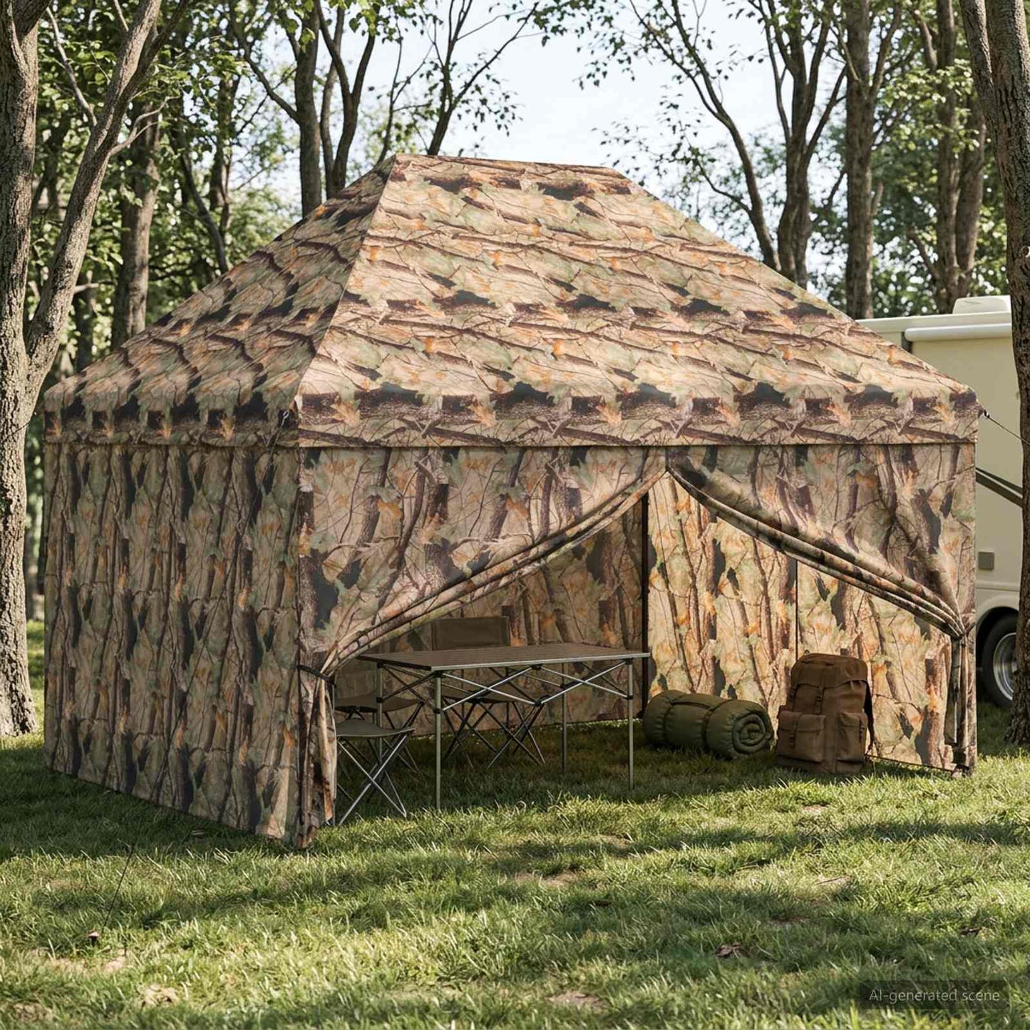 Pop-up Gazebo with 4 Sidewalls 3 x 4 m Forest Camouflage