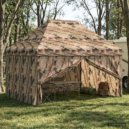 Pop-up Gazebo with 4 Sidewalls 3 x 4.5 m Forest Camouflage