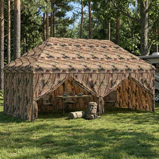 Pop-up Gazebo with 4 Sidewalls 3 x 6 m Forest Camouflage