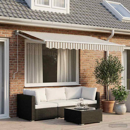 Awning Replacement Fabric Light Grey and White 2.5 x 2 m