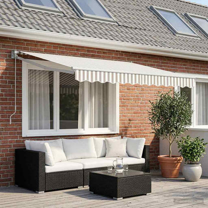 Awning Replacement Fabric Light Grey and White 329 x 195 cm