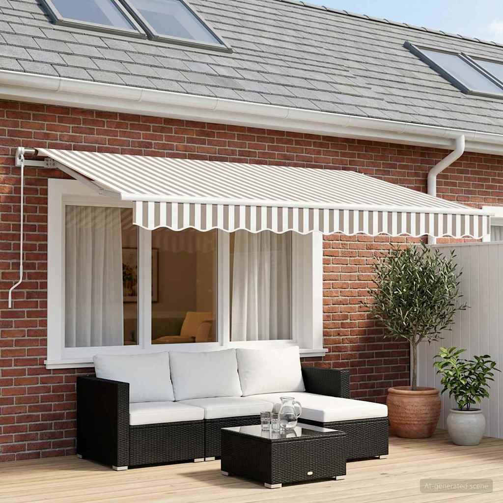 Awning Replacement Fabric Light Grey and White 281 x 245 cm
