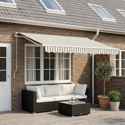 Awning Replacement Fabric Light Grey and White 381 x 295 cm