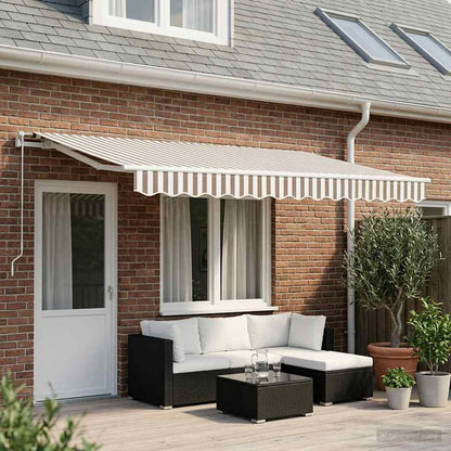 Awning Replacement Fabric Light Grey and White 381 x 345 cm