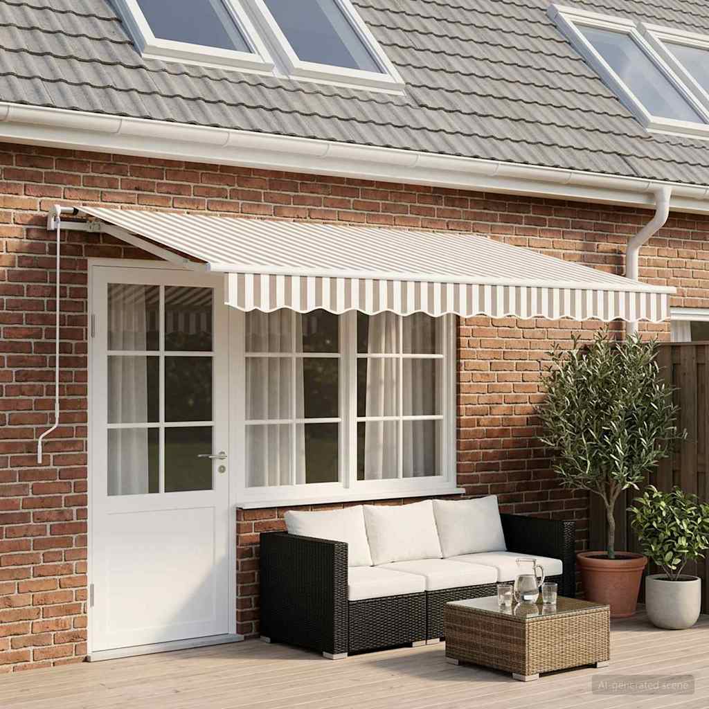 Awning Replacement Fabric Light Grey and White 431 x 345 cm