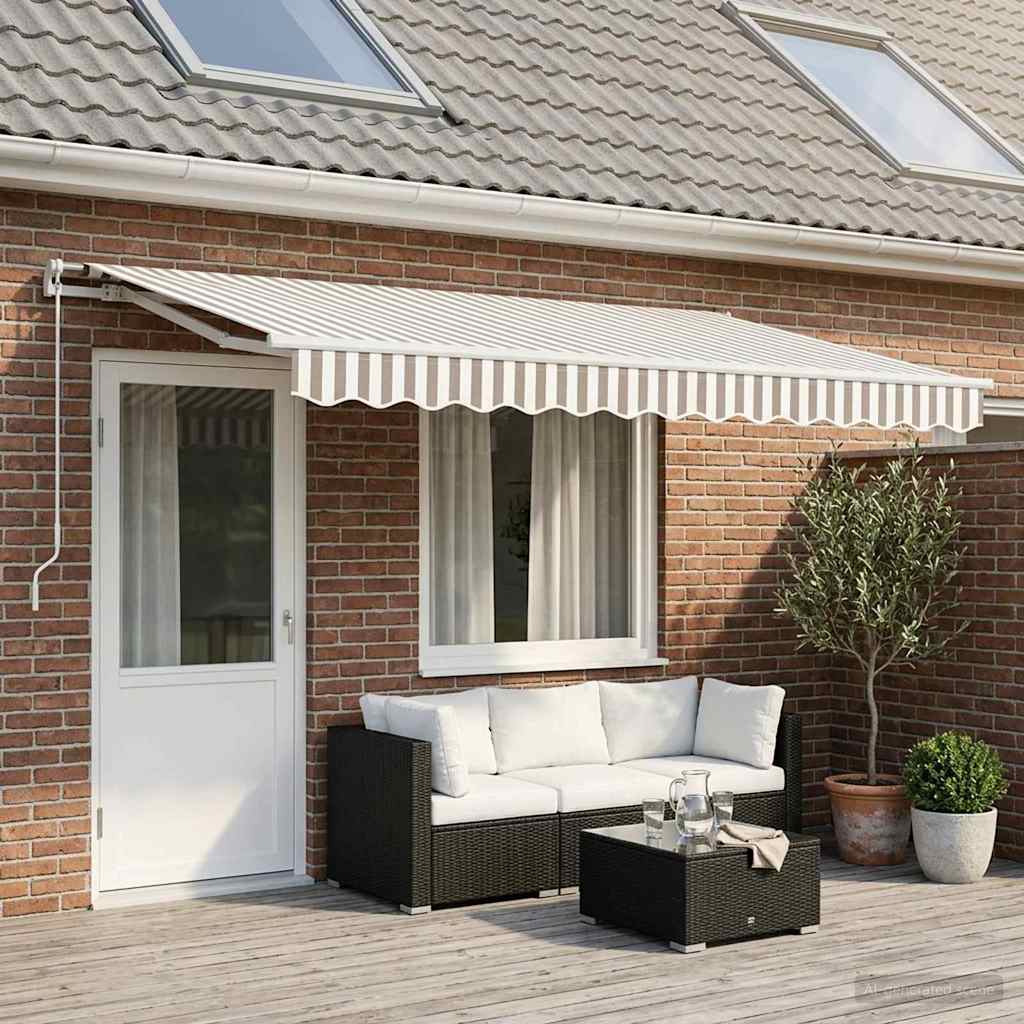 Awning Replacement Fabric Light Grey and White 481 x 295 cm
