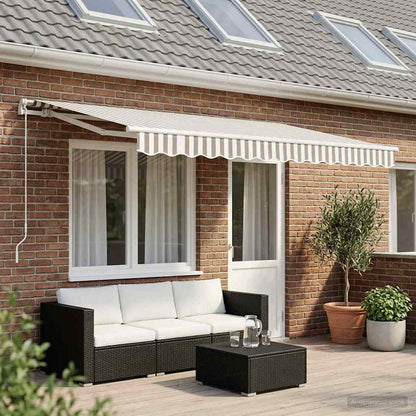 Awning Replacement Fabric Light Grey and White 481 x 345 cm