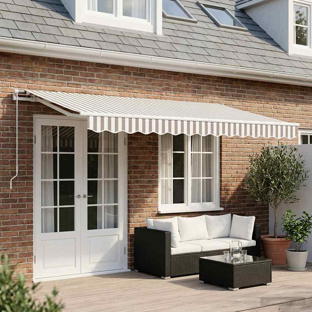 Awning Replacement Fabric Light Grey and White 581 x 295 cm