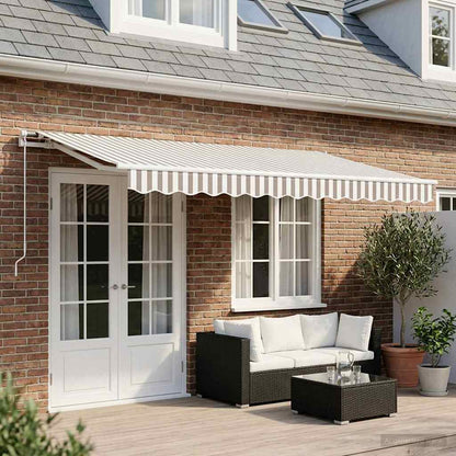 Awning Replacement Fabric Light Grey and White 581 x 295 cm
