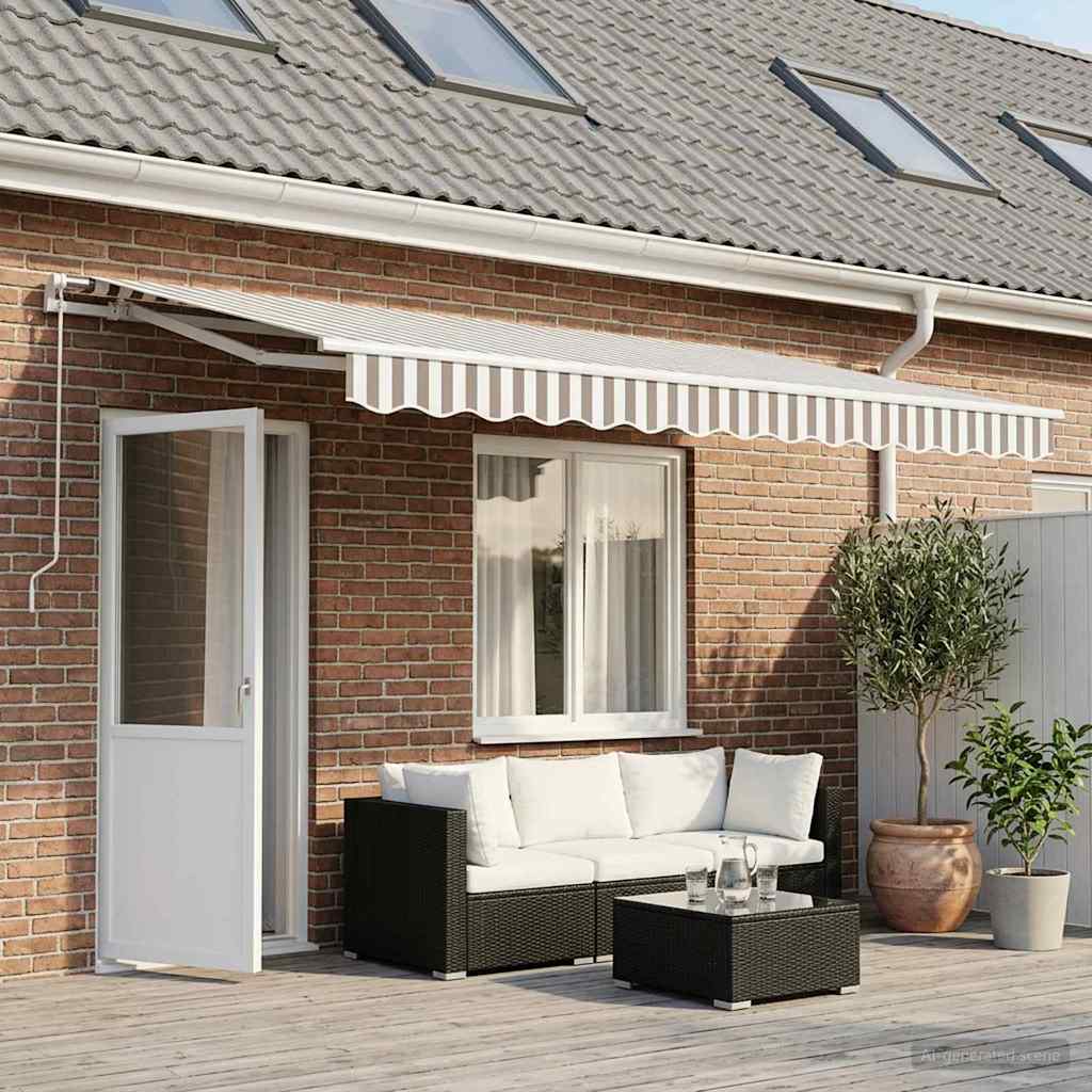Awning Replacement Fabric Light Grey and White 581 x 345 cm
