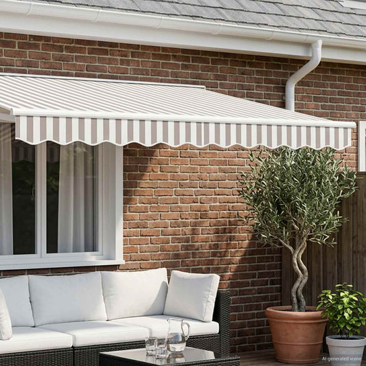 Awning Valance Replacement Light Grey and White 3.5 m Polyester