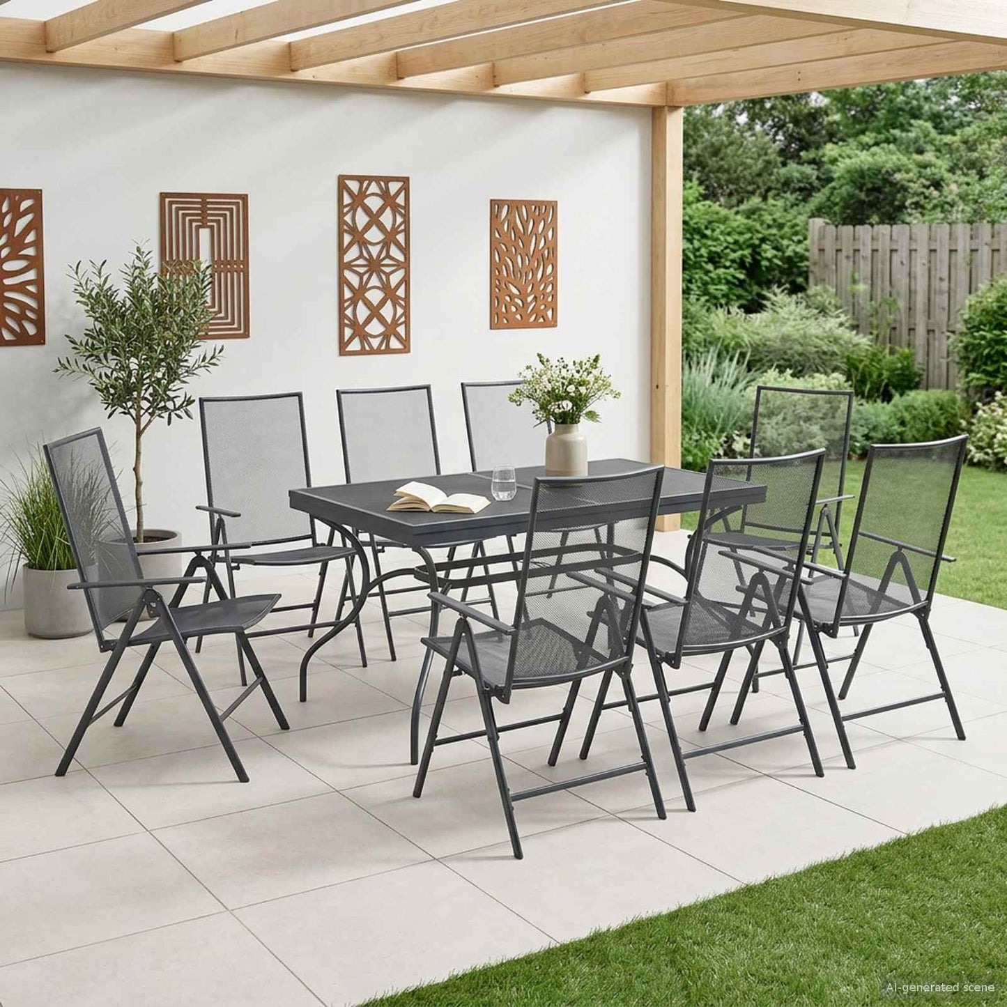 Garden Dining Set 9 pcs Anthracite 212 x 90 x 76 cm
