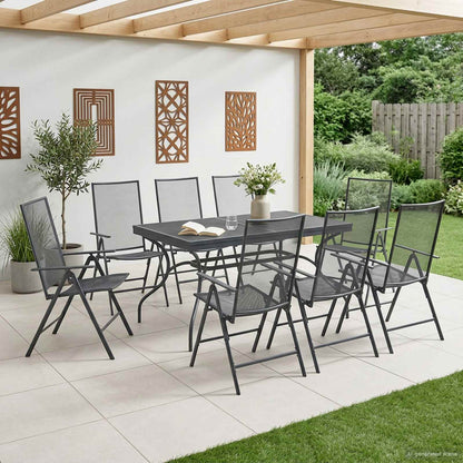 Garden Dining Set 9 pcs Anthracite 212 x 90 x 76 cm