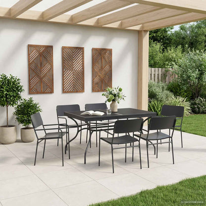 Garden Dining Set 7 pcs Anthracite Steel