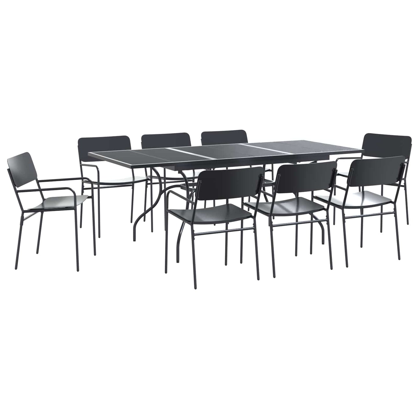 Garden Dining Set 9 pcs Anthracite Steel