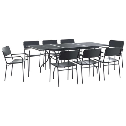 Garden Dining Set 9 pcs Anthracite Steel