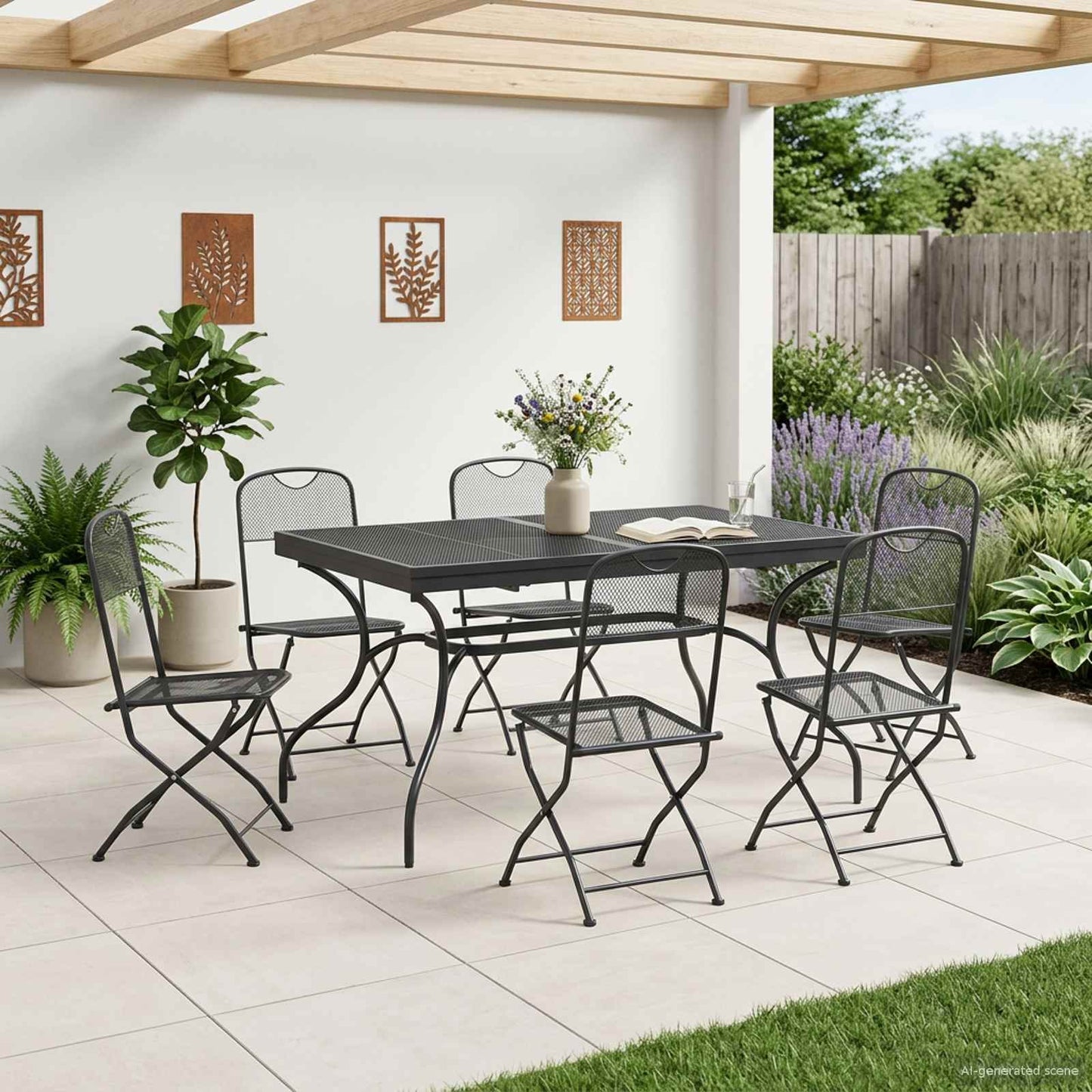 Garden Dining Set 7 pcs Anthracite 212 x 90 x 76 cm