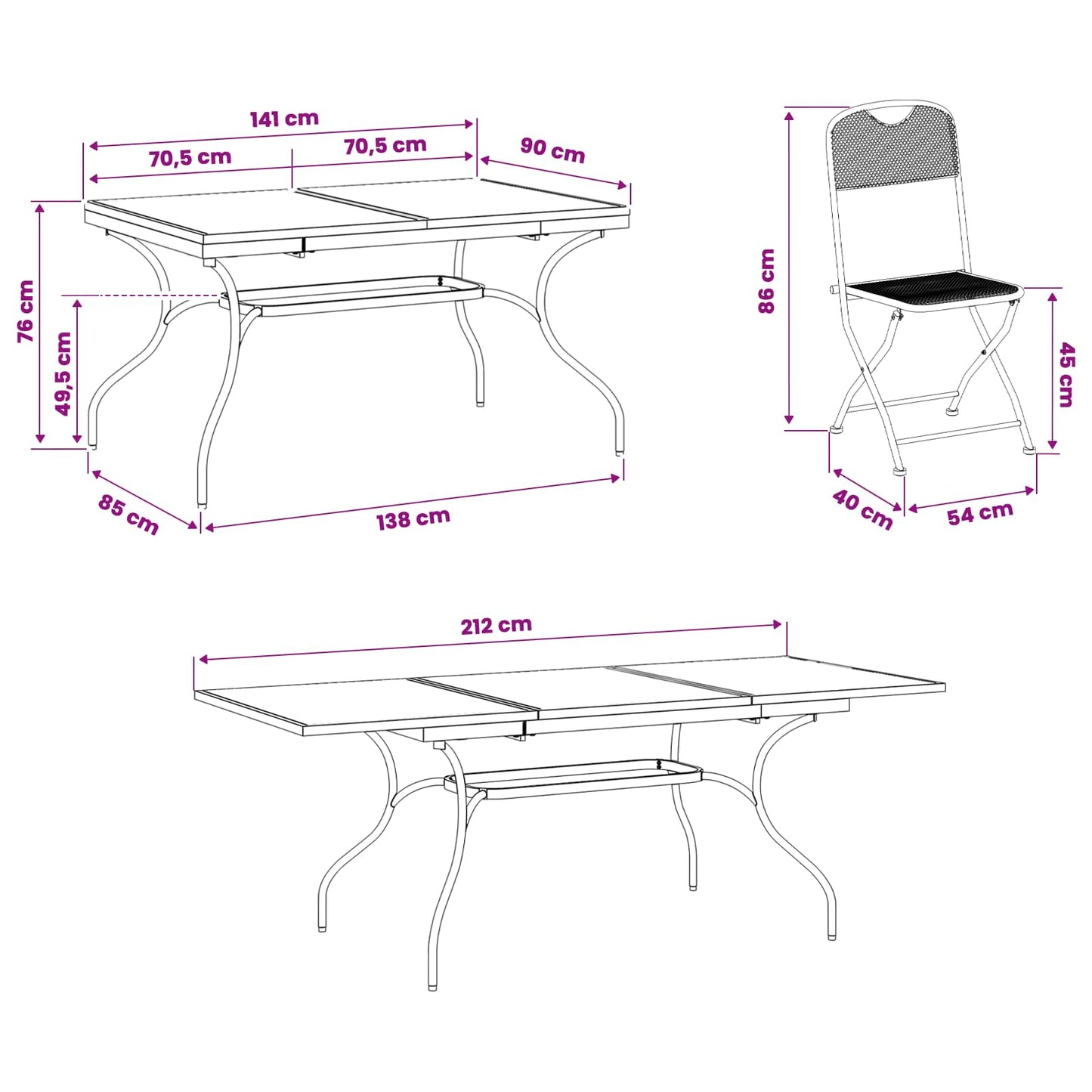 Garden Dining Set 9 pcs Anthracite 212 x 90 x 76 cm