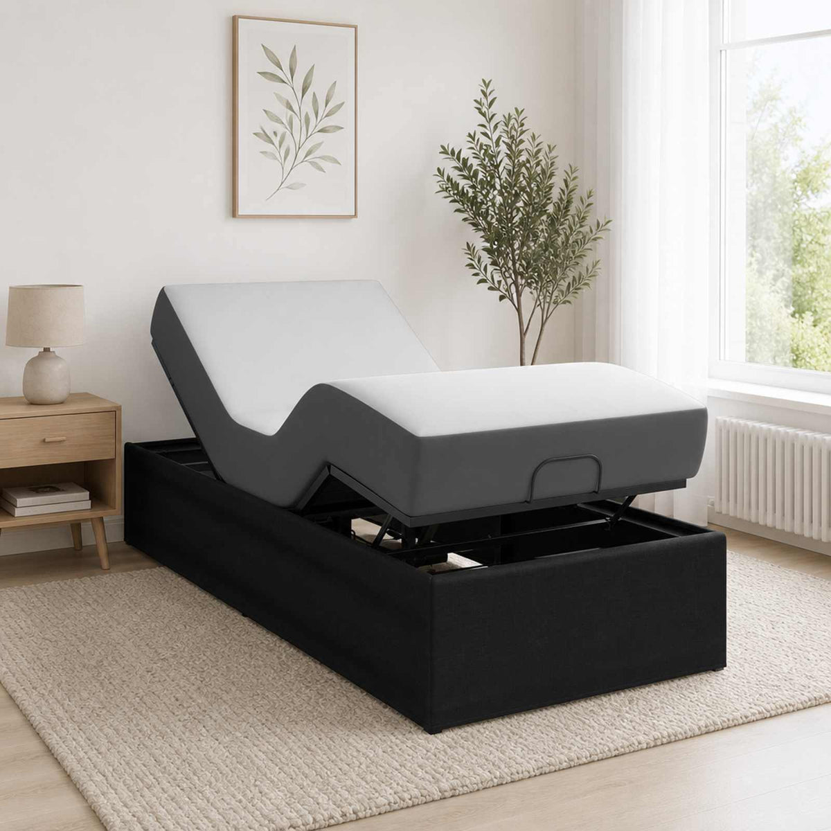 Electric Adjustable Bed Frame Black 200 x 100 x 33.5 cm Steel