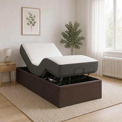 Electric Adjustable Bed Frame Brown 200 x 100 x 33.5 cm Steel