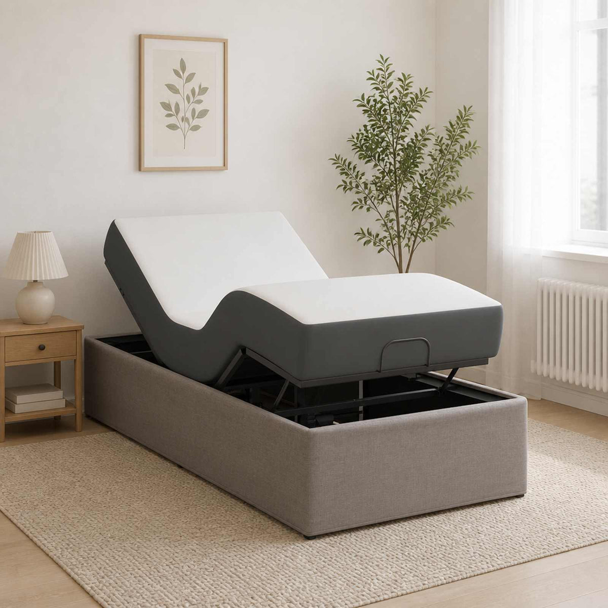 Electric Adjustable Bed Frame Taupe 200 x 100 x 33.5 cm Steel