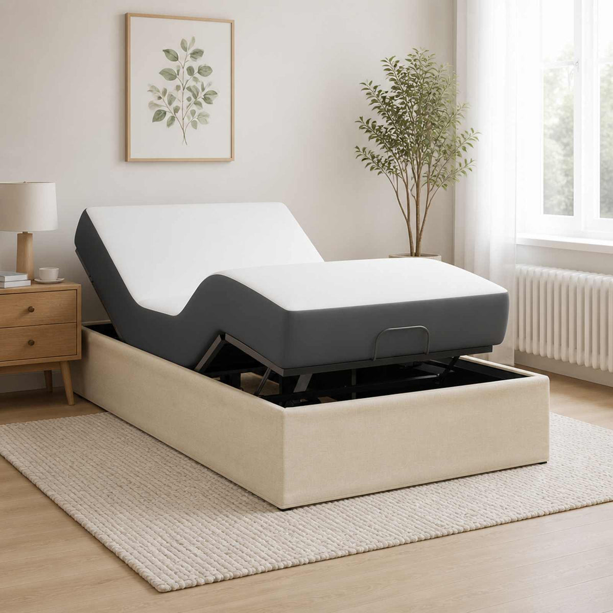 Electric Adjustable Bed Frame Cream 200 x 90 x 33.5 cm Steel