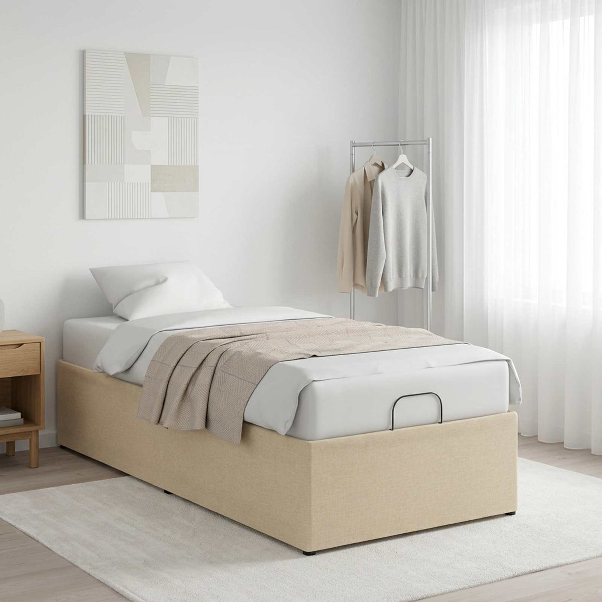 Electric Adjustable Bed Frame Cream 200 x 100 x 33.5 cm Steel