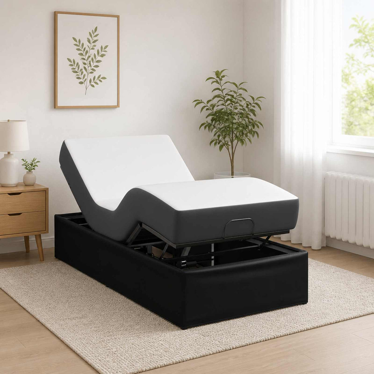 Electric Adjustable Bed Frame Black 200 x 90 x 33.5 cm Steel