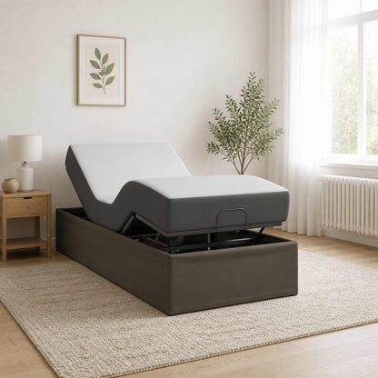 Electric Adjustable Bed Frame Grey 200 x 90 x 33.5 cm Steel