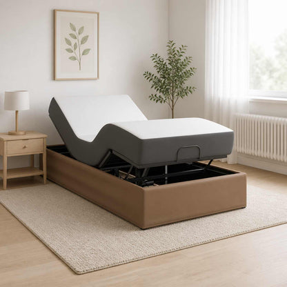 Electric Adjustable Bed Frame Tan 200 x 90 x 33.5 cm Steel
