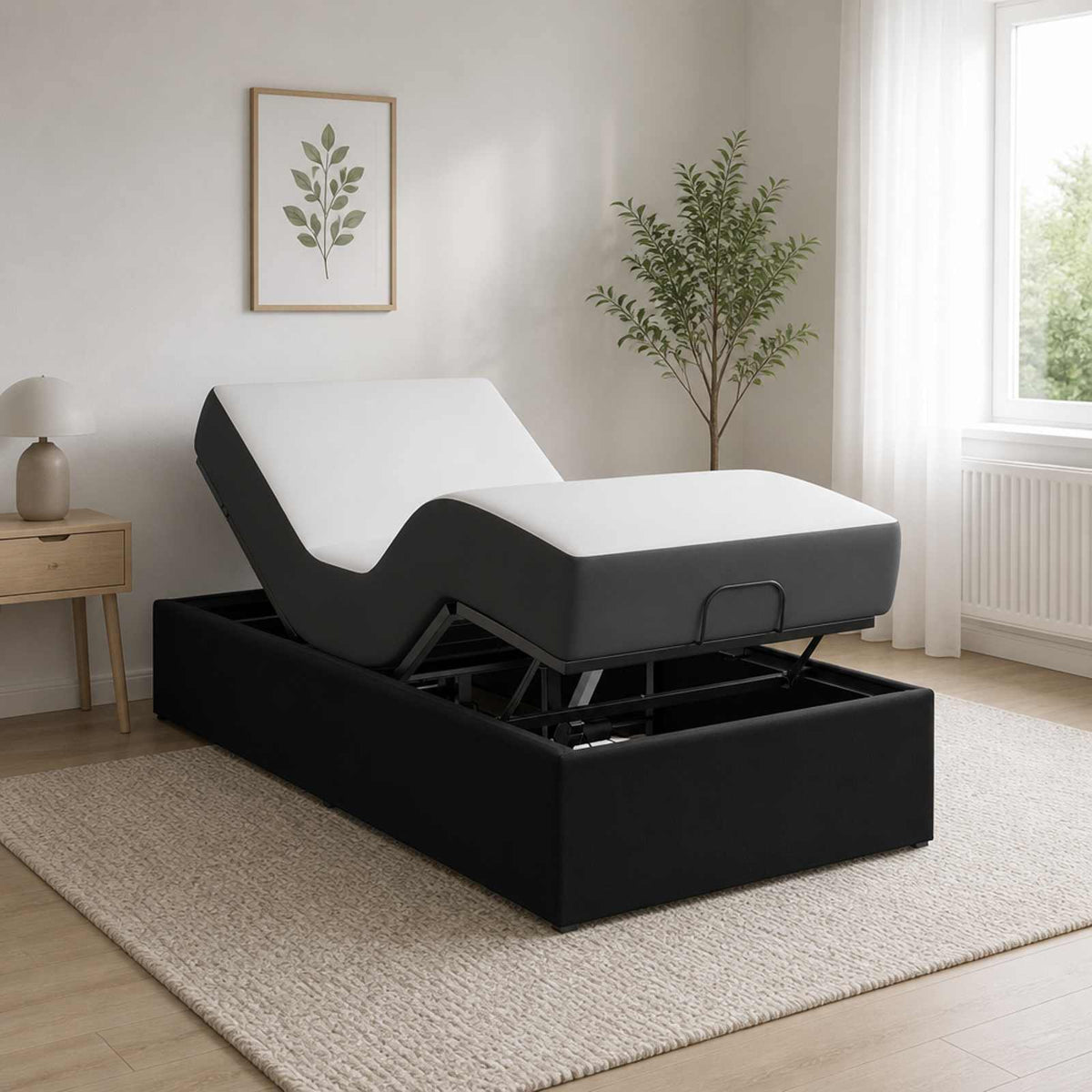 Electric Adjustable Bed Frame Black 200 x 90 x 33.5 cm Steel