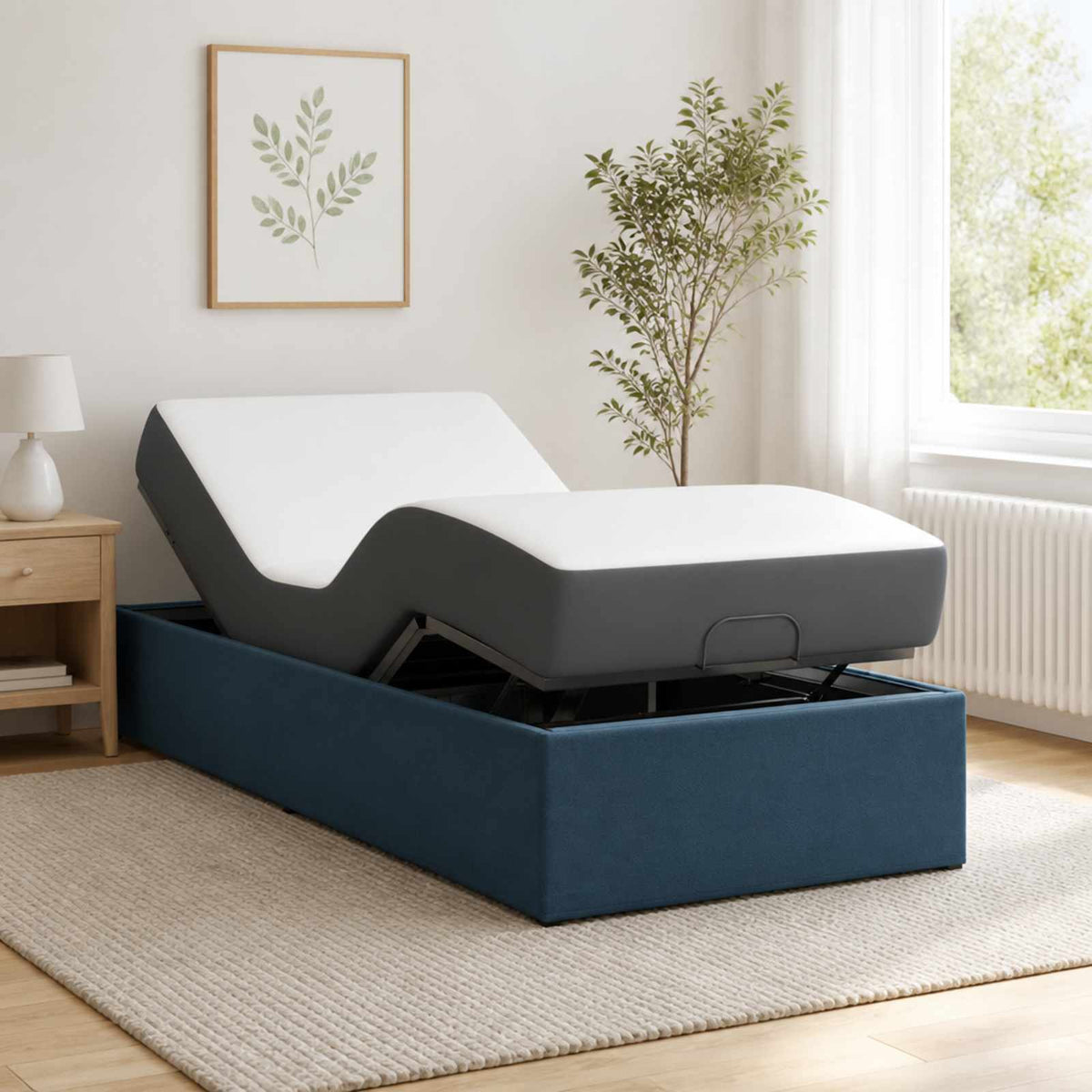 Electric Adjustable Bed Frame Blue 200 x 90 x 33.5 cm Steel